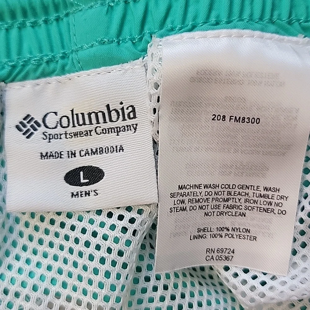 COLUMBIA PFG Omi-Shade Teal Elastic‎ Drawstring Waist Performance Swim Shorts L
